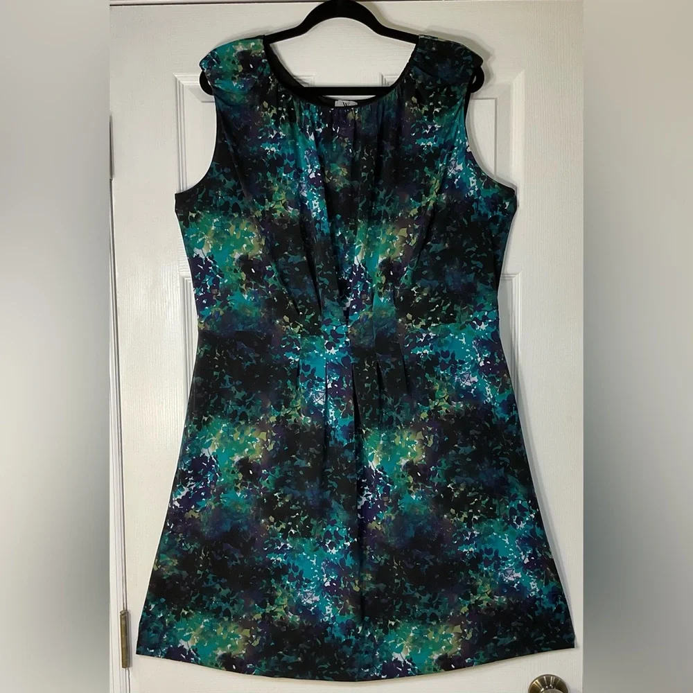 Worthington Watercolor Sleeveless Pleated Fit & Flare Dress Size XL - Picture 7 of 10